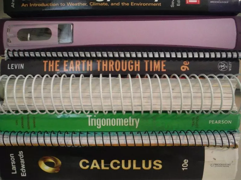 Textbook stack: Photo copyright Sara J. Bruegel, 2014