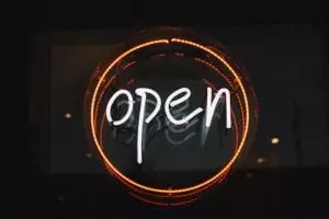 "Open" neon sign, photo credit: pxhere