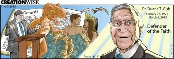 Dr. Duane Gish banner by Dan Lietha for Answers in Genesis