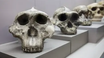 Human evolution display. Catalan Museum of Archaeology, Barcelona, Spain: ID 170289122 © Heritage Pictures | Dreamstime.com