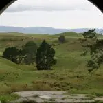 View of the NZ countryside from the doorway of Bag End, photo credit: Kathleen Wile