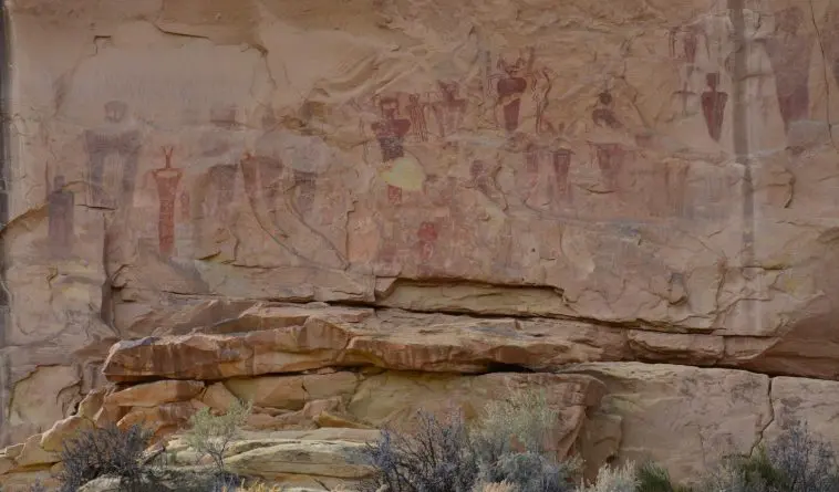 Collection of human and animal figures Sego Canyon, photo credit: Greg Morgan