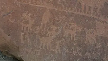 Sauropod and other animals at Nine Mile Canyon, Utah, photo credit: Greg Morgan