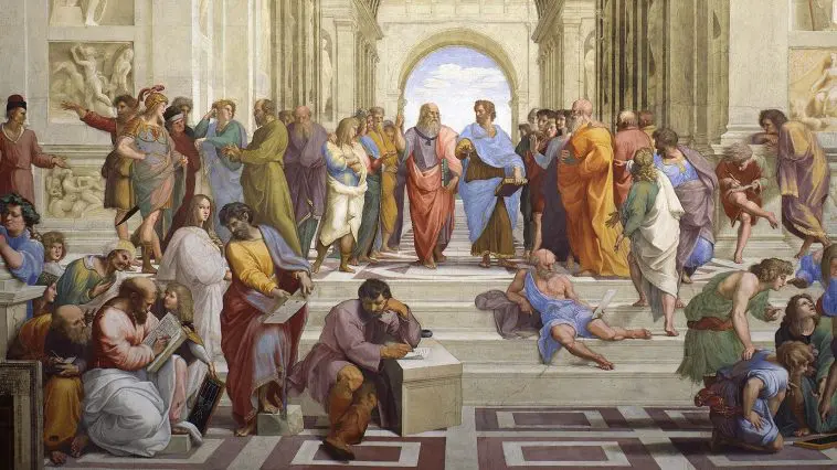 Plato and Socrates by Raffael, cropped version