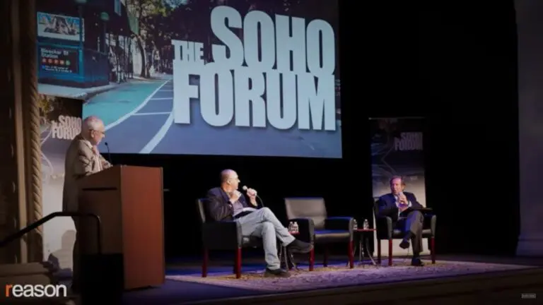 Video still from the SoHo Forum climate action debate