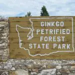 Ginkgo Petrified Forest State Park sign, photo credit: J.D. Mitchell