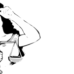 Justice peeking around her blindfold