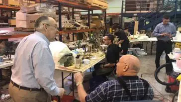 Carrasco and Morris III working on the diorama