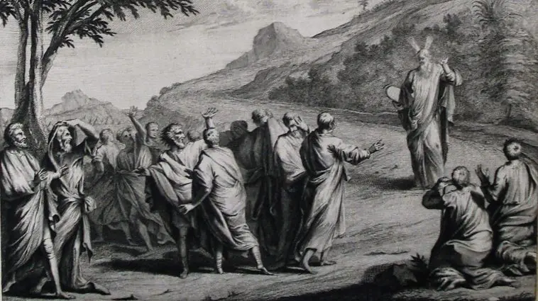 Moses and the 10 Commandments: A print from the Phillip Medhurst Collection of Bible illustrations