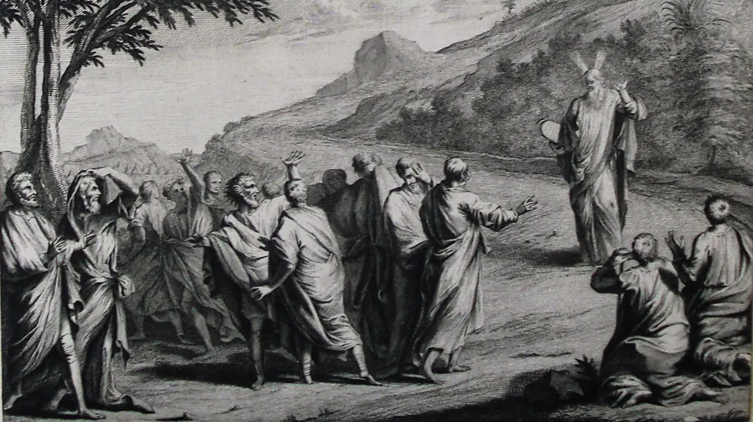 Moses and the 10 Commandments: A print from the Phillip Medhurst Collection of Bible illustrations