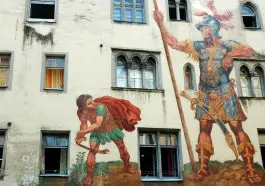 David and Goliath wall painting, Regensburg, Germany: ID 16465990 © Iuliia Kryzhevska | Dreamstime.com