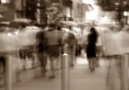 Urban street with poles and blurred people: ID 23705454 | Abstract © Haslinda | Dreamstime.com