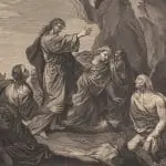 Dutch engraving of Jesus raising Lazarus 1642 - 1721