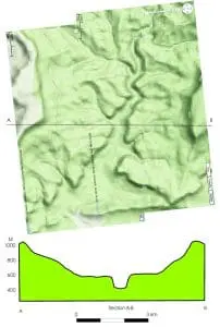 Carnarvon Gorge topographical map and elevation cross section
