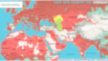 Flood map showing high sea levels