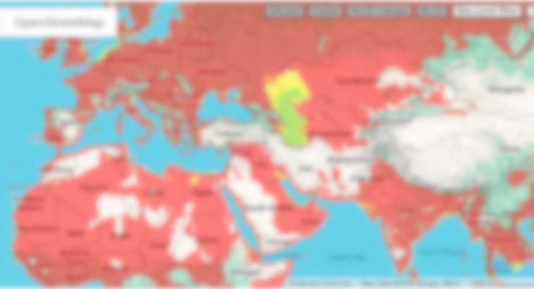 Flood map showing high sea levels