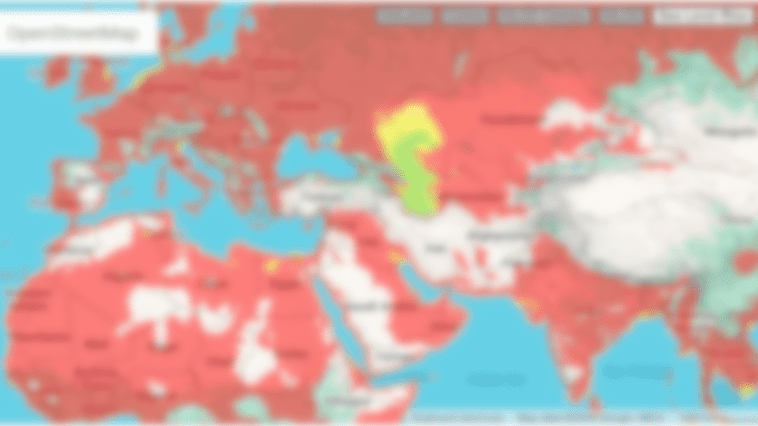 Flood map showing high sea levels