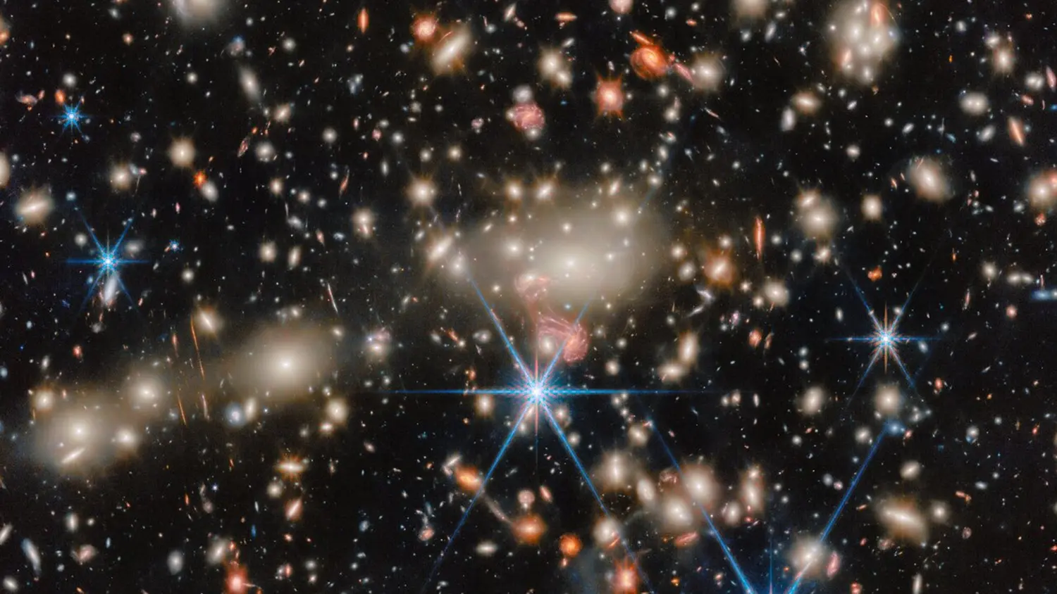 Galaxy cluster MACS J1149, photo credit: NASA/ESA/CSA James Webb Space Telescope