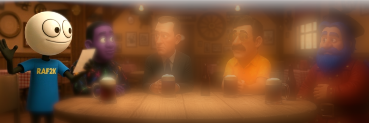 Rent-a-Friend and characters at the Nacho table