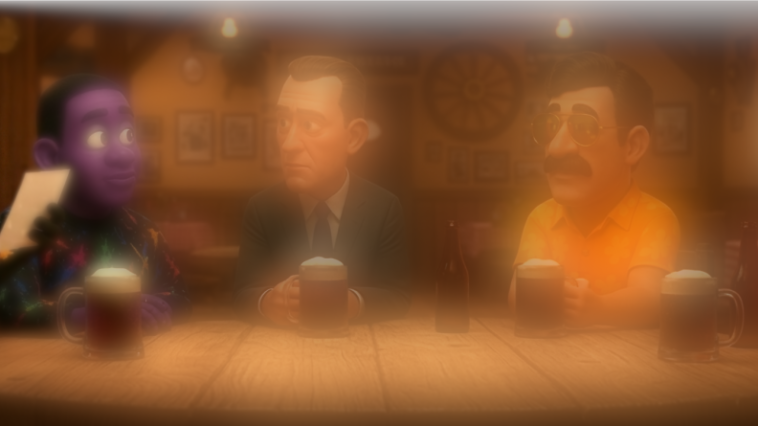 Rent-a-Friend and characters at the Nacho table