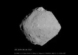 The asteroid Ryugu, as seen by Japan's Hayabusa2 spacecraft on June 26, 2018. (Image credit: JAXA)