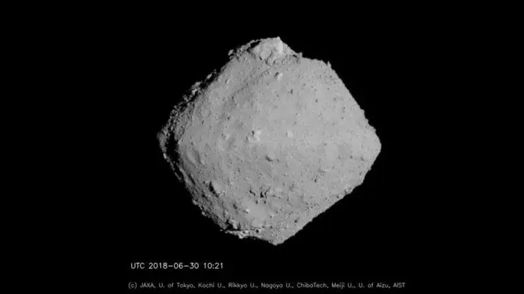 The asteroid Ryugu, as seen by Japan's Hayabusa2 spacecraft on June 26, 2018. (Image credit: JAXA)