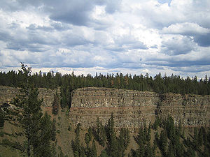 Chilcotin flood basalt cliffs in Canada