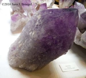 Amethyst crystal - this is the purple variety of quartz.  Photo copyright Sara J. Bruegel, February 2016