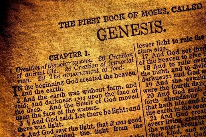 Old printed copy of Genesis 1