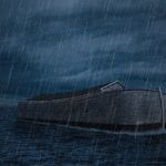 Depiction of Noah's ark in a rainstorm