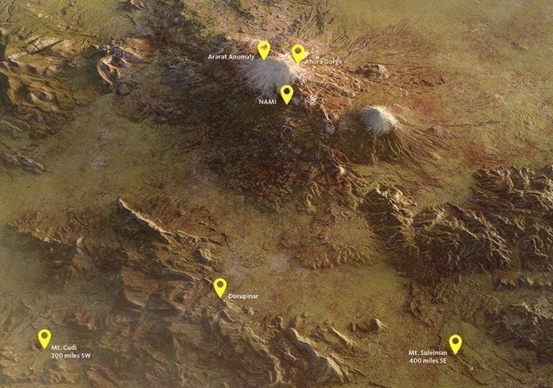 Map of Mount Ararat sites, photo credit: Answers in Genesis