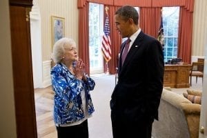 Betty White meeting US President Obama, 2012