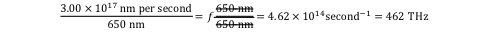 Equation demonstrating how to find the frequency of the lightwave