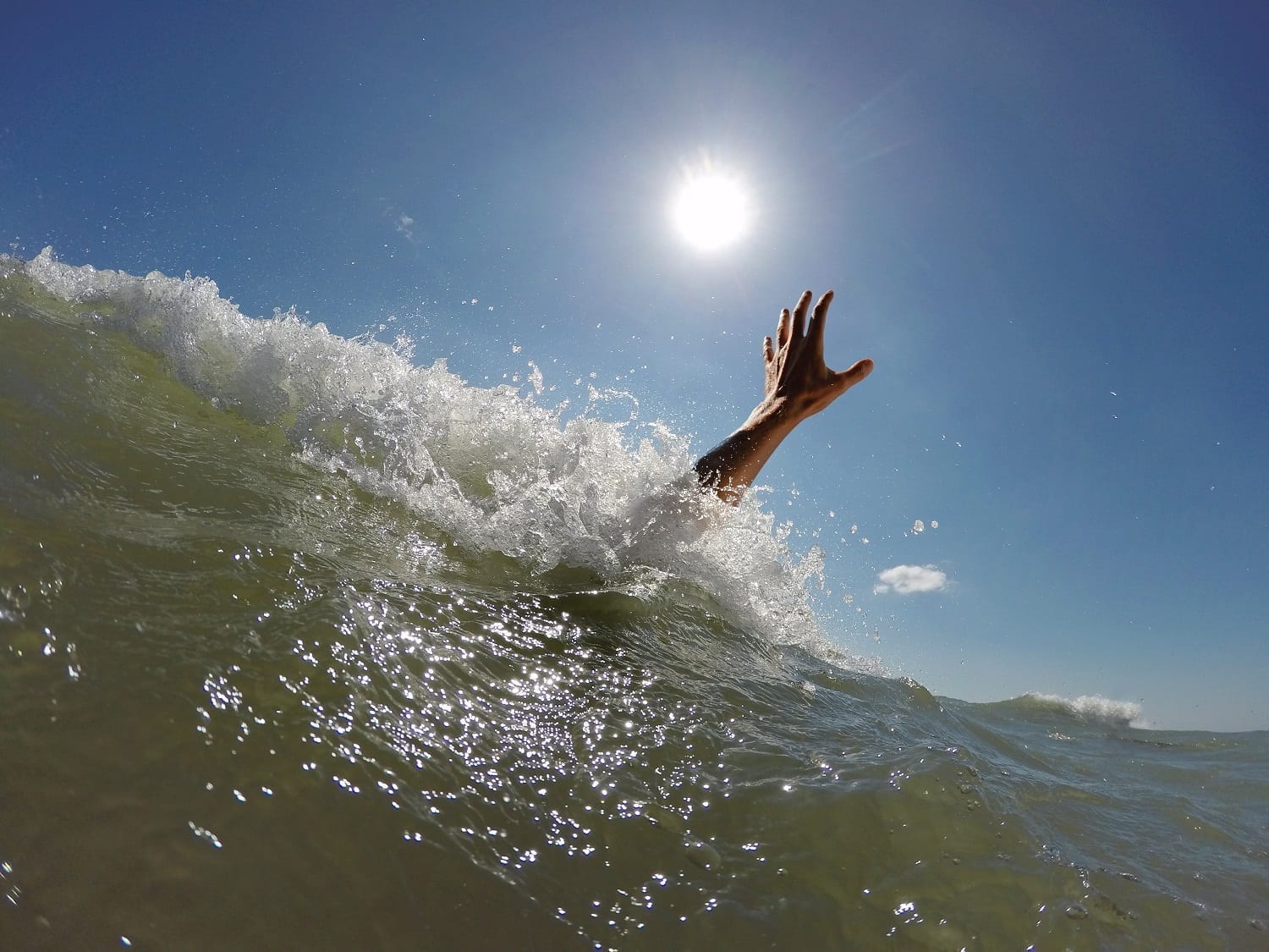 Drowning person's arm coming up out of a wave: Photo 76671162 © Mike_kiev - Dreamstime.com