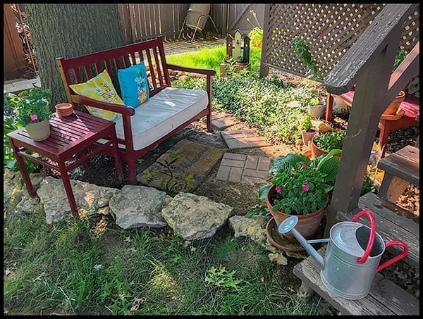 Garden with bench, photo credit: Pat Mingarelli