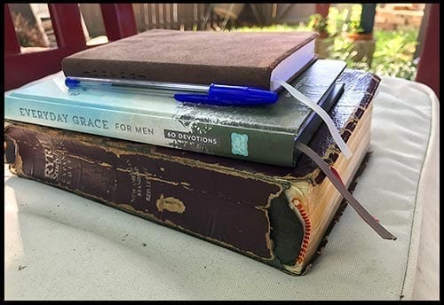 Bible and devotional books on a table, photo credit: Pat Mingarelli