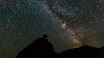Silhouette of man gazing at the Milky Way, photo credit: Pixabay