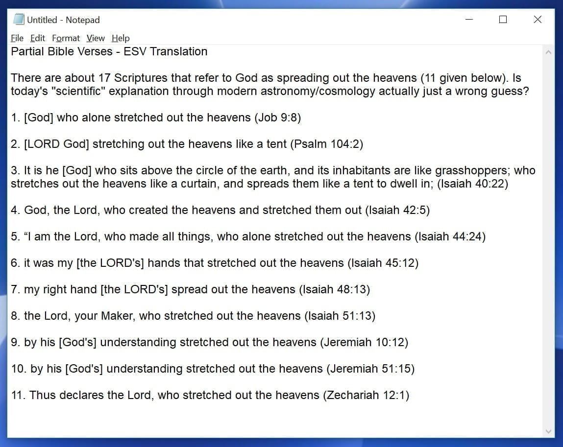 Bible verses listing God's "big bang"
