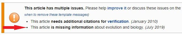 Screenshot Wikipedia missing evolutionary information for calluses
