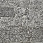 Engraving of a defaced temple wall from Wanderings in Bible lands, published 1894